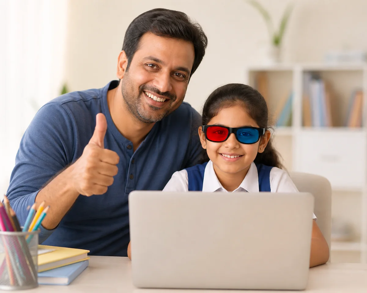 Child doing vision therapy at Cure For Eyes clinic